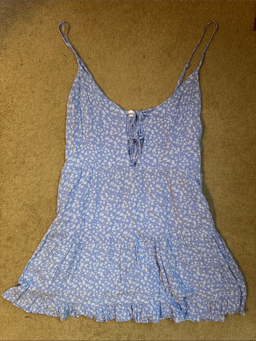 Garage Light Blue Floral Tie-Front Dress
